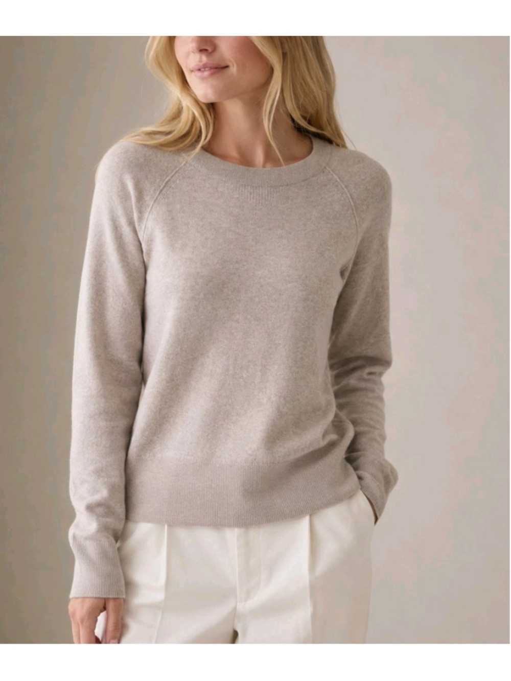 Banana Republic Wool Cashmere Blend Sweater Beige Size L Soft Luxury